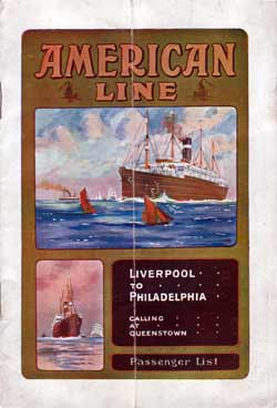 Passenger Manifest Cover, August 1911 Westbound Voyage - SS Dominion
