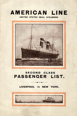 Passenger Manifest Cover, May 1915 Westbound Voyage - SS St. Louis 