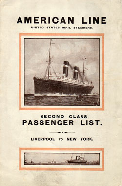 Passenger Manifest Cover, May 1915 Westbound Voyage - SS St. Louis