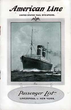 Passenger Manifest Cover, October 1917 Westbound Voyage - SS St. Louis