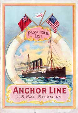 Passenger Manifest, Anchor Line, 1903, Glasgow to New York