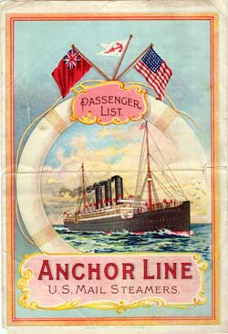 Passenger Manifest, Anchor Line SS Columbia, 1903, Glasgow, Scotland to New York 