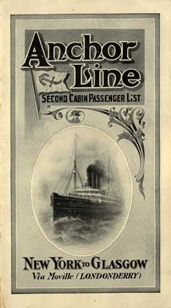 Front Cover, 1910-06-18 SS Furnessia Passenger List