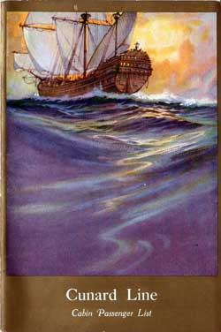 Passenger List, Cunard Line RMS Albania - 1925 - Front Cover