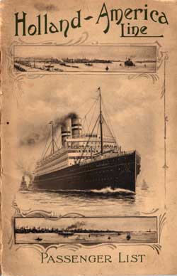 Passenger Manifest, Holland-America Line, Westbound, TSS Rotterdam 27 August 1910