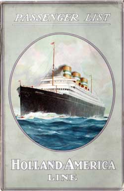 Passenger Manifest, Holland America Line, TSS Rotterdam, 1924