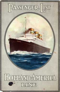 Passenger Manifest, Holland America Line TSS Rotterdam, 1929 Rotterdam to New York