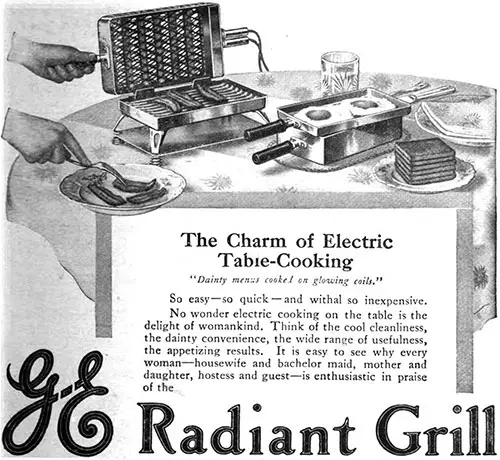 GE Radiant Grill Advertisement, American Cookery Magazine, August 1912.