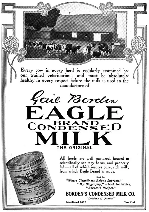 Gail Borden Eagle Brand Condensed Milk - The Original © 1913 The Borden Company