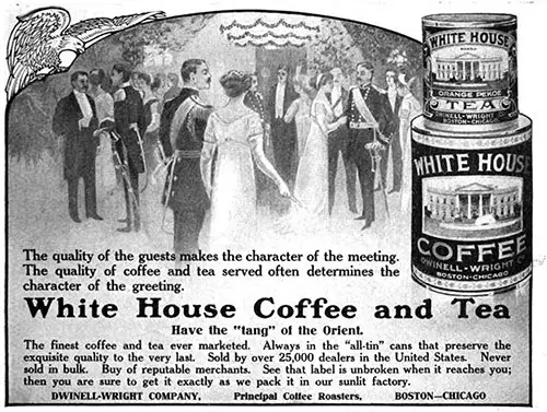 Advertisement: White House Coffee and Tea - "Tang" of the Orient. American Cookery Magazine, March 1913.