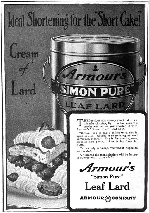 Armour's Leaf Lard Advertisement, American Cookery, May 1913.