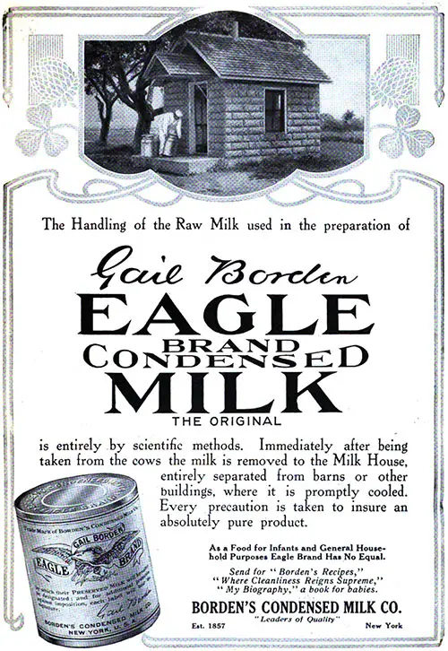 Borden's Condensed Milk Advertisement, American Cookery Magazine, May 1913.