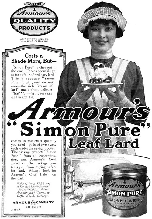 Advertisements for Armour's Pure Leaf Lard, American Cookery, June 1916