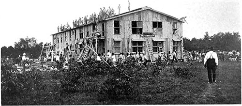 Two-Story Barracks Constructed at Camp Pike in Less Than 3 Hours.
