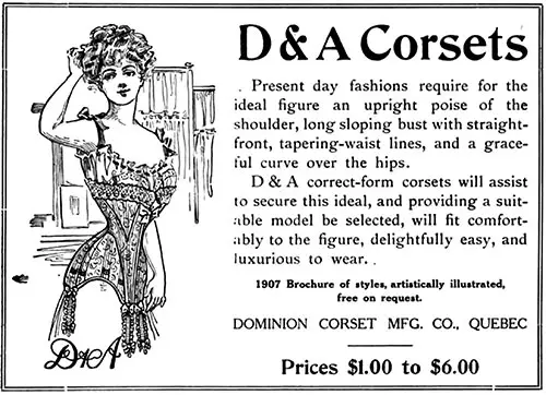 D&A Corset from Dominion Corset Manufacturing Co - 1907