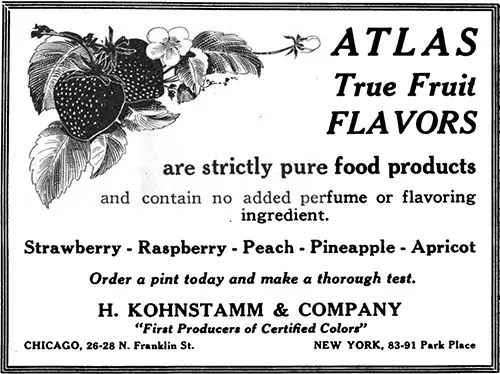 H. Kohnstamm & Co. - New York and Chicago. Atlas True Fruit Flavors.