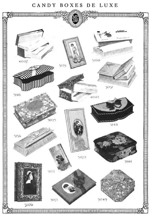 De Luxe Candy Boxes Advertisement, Candy and Ice Cream Magazine, November 1915.