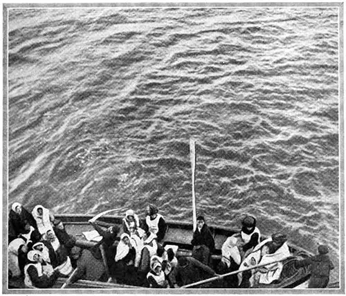 Lightly Loaded Titanic Lifeboat Nears the Carpathia