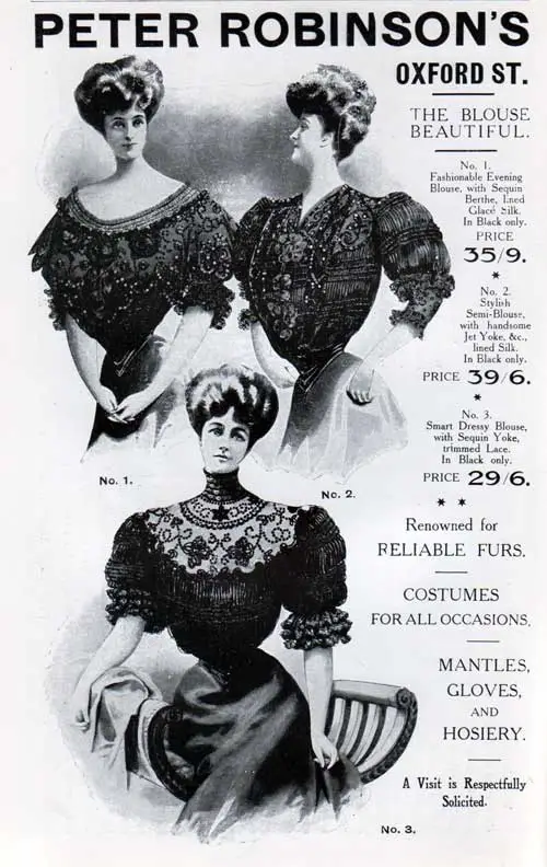 Peter Robinson's Women's Fashions - 1907 Advertisement