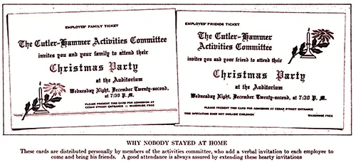 Christmas Party Admission Tickets for Emplyee's Family and for a Friend of the Employee, 1921.
