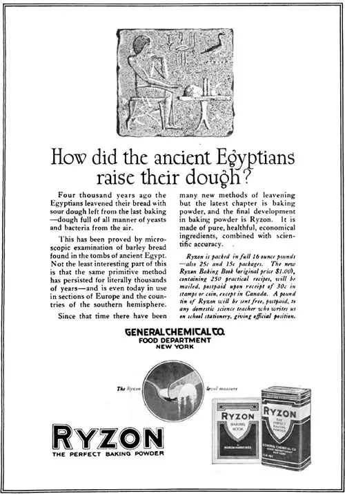 Ryzon - The Way The Egyptians Raised Their Dough Vintage Ad © January 1920 General Chemical Co.