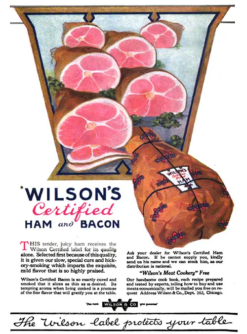 Wilson's Certified Ham and Bacon Vintage Ad © February 1920 Wilson & Co.