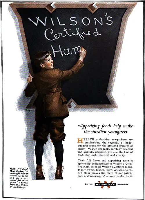Wilson's Certified Ham Vintage Ad © May 1920 Wilson & Co.