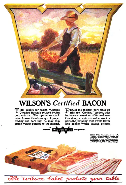 Wilson's Certified Bacon Vintage Ad © June 1920 Wilson & Co.