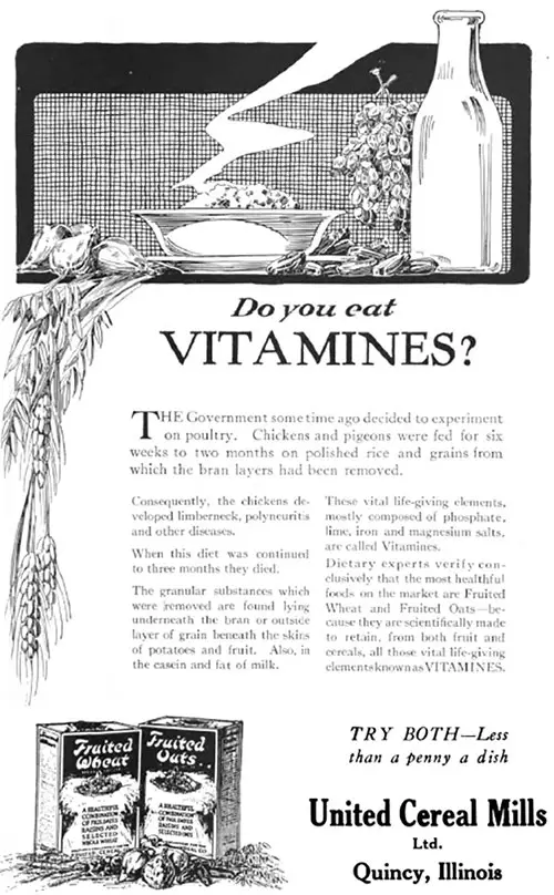 Fruited Wheat & Fruited Oats - Do You Eat Vitamines? © 1920