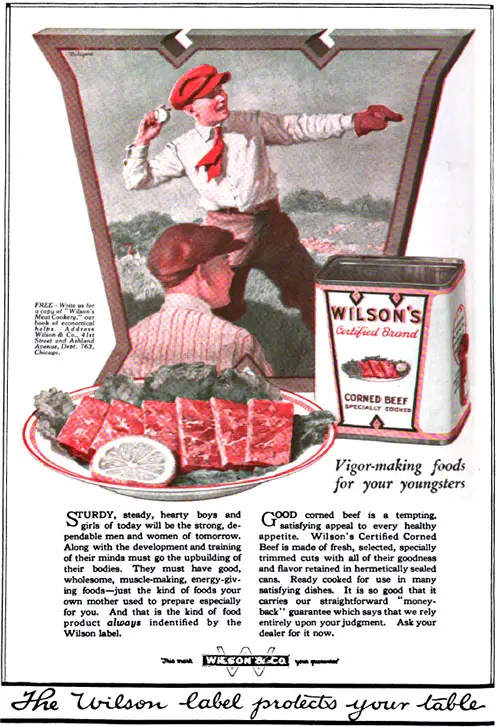 Wilson's Certified Corn Beef Vintage Ad © July 1920 Wilson & Co.