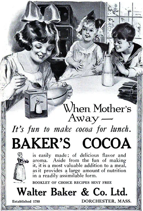 Baker's Cocoa - When Mother's Away © 1920