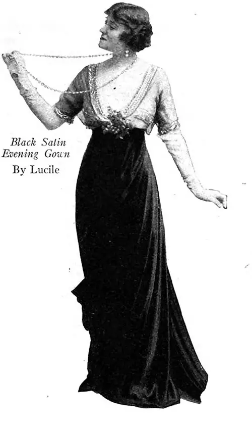 Black Satin Evening Gown By Lucile