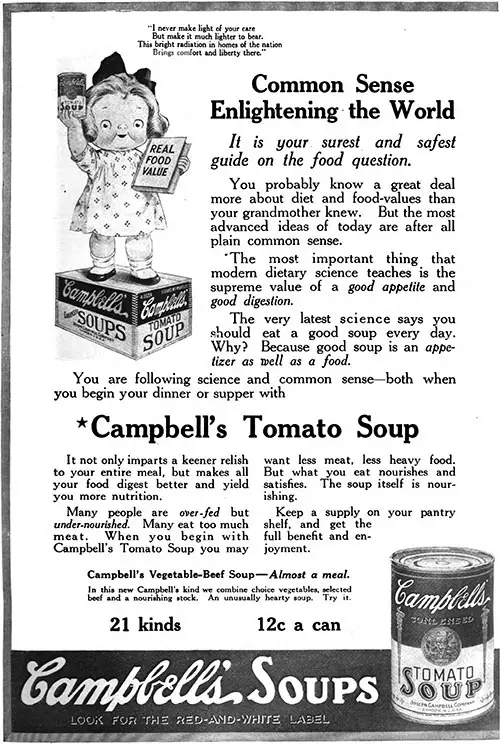 Campbell's Soups - Common Sense Enlightening the World © 1919