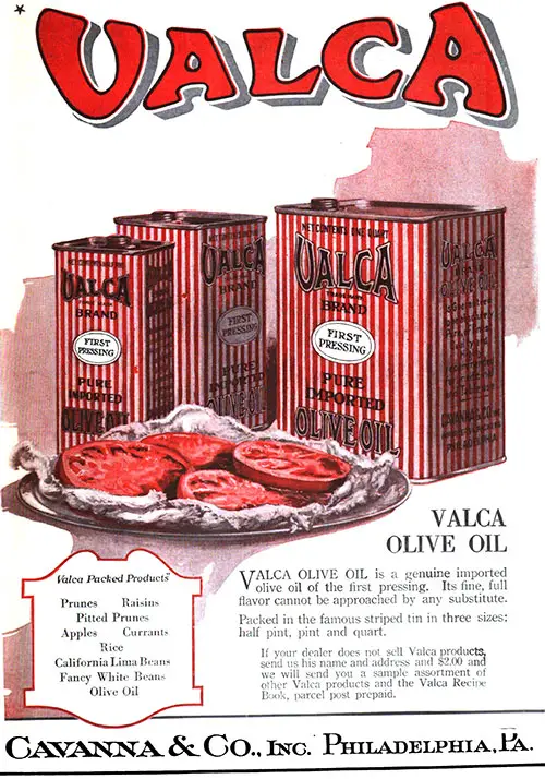 Valca Olive Oil © 1919 Cavanna & Co., Inc.