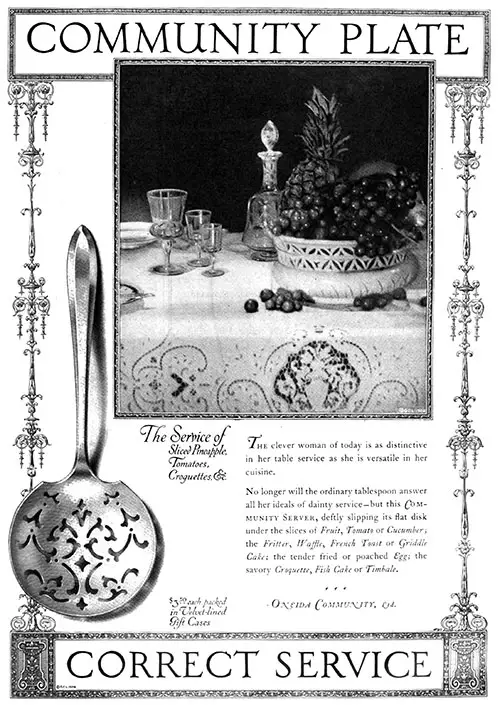 Community Plate 'Correct Service' Advertisement, Good Housekeeping Magazine, August 1920.