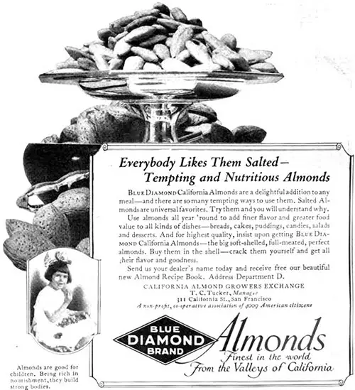 Blue Diamond Almounds Advertisement, Good Housekeeping Magazine, October 1920.