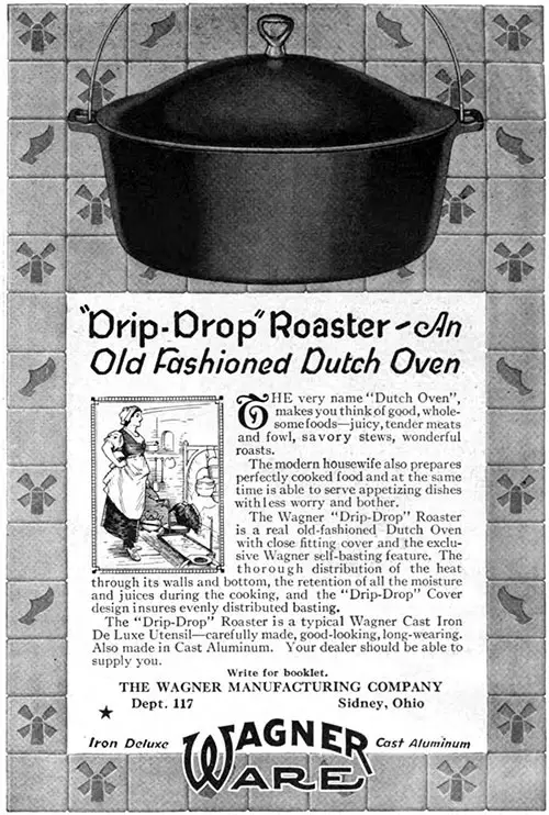 Wagner Ware Kitchen Utensils - "Drip-Drop" Roaster © 1920