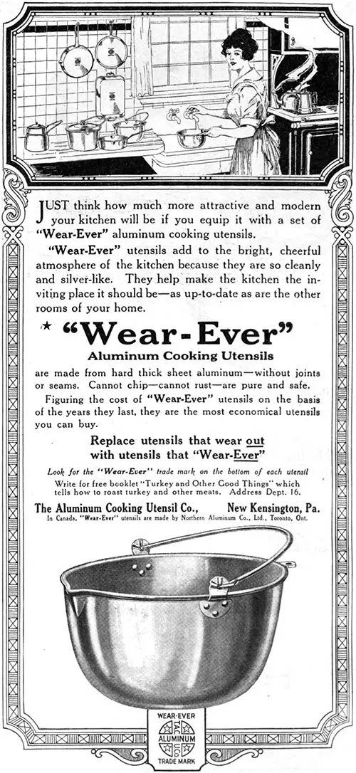 "Wear-Ever" Aluminum Cooking Utensils - Attractive and Modern © 1920