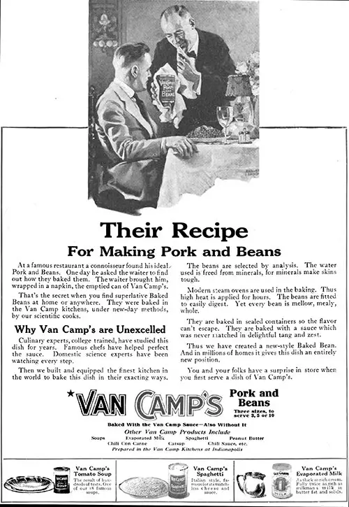 Van Camp's - Their Recipe for Making Pork and Beans © 1920