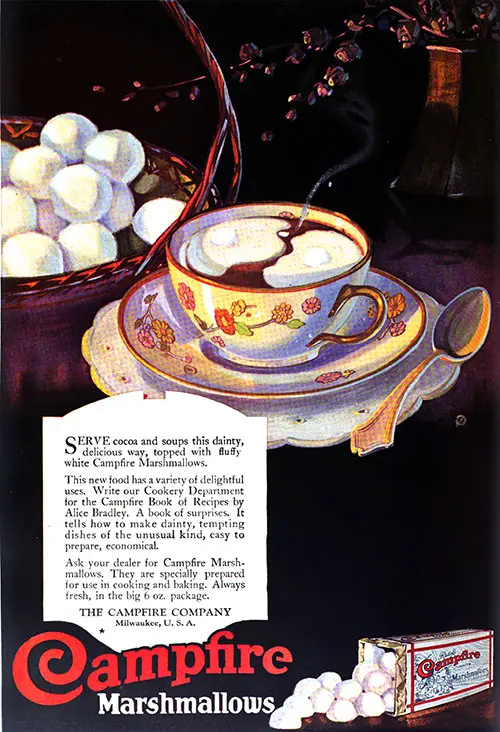 Campfire Marshmallows Advertisement, Good Housekeeping Magazine, December 1920.