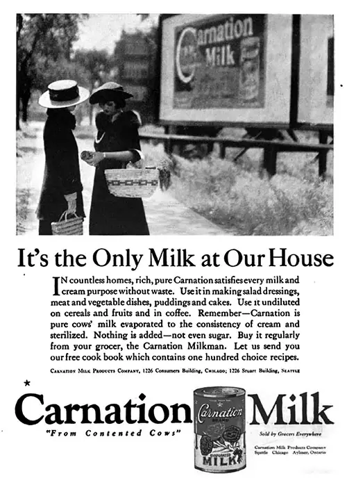 Carnation Milk Advertisement, Good Housekeeping Magazine, December 1920.