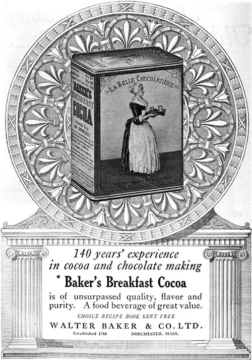 Baker's Breakfast Cocoa - 140 Years' Experience © 1921