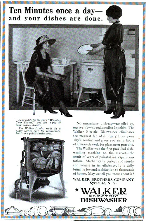 Walker Electric Dishwasher - Ten Minutes, Once A Day © 1921