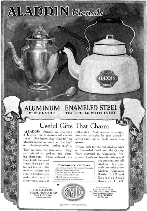Aladdin Utensils Useful Gifts That Charm © 1921 The Cleveland Metal Products Co.