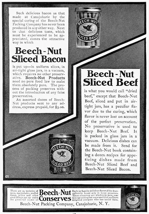 Beech-Nut Conserves Advertisement, Harper's Bazaar, 1905.