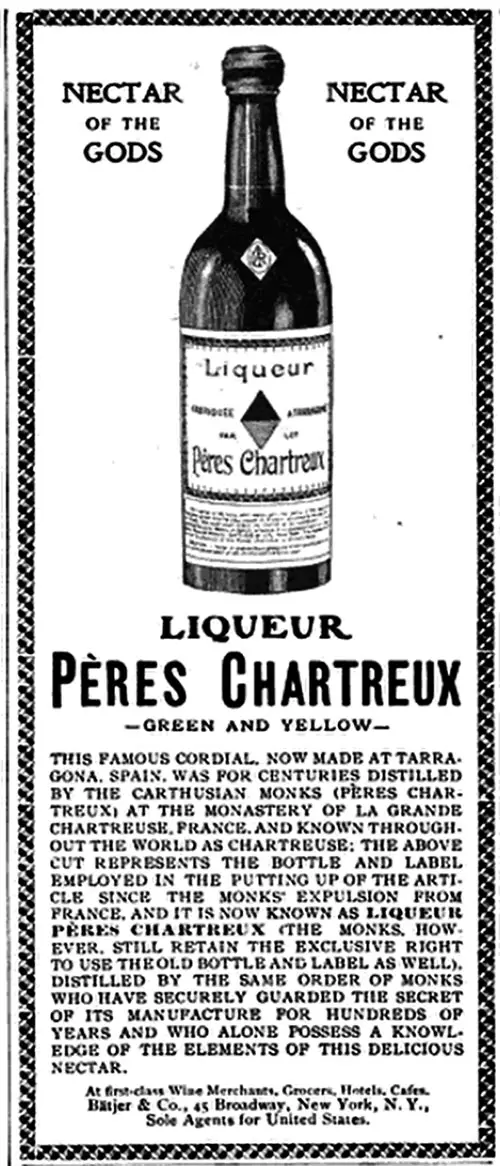 Pères Chartreux Green and Yellow Liqueur © 1905