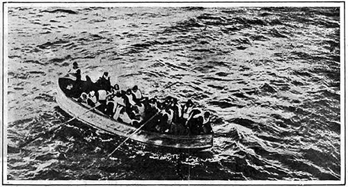 One of the Titanic's Collapsible Lifeboats with Its Human Freight