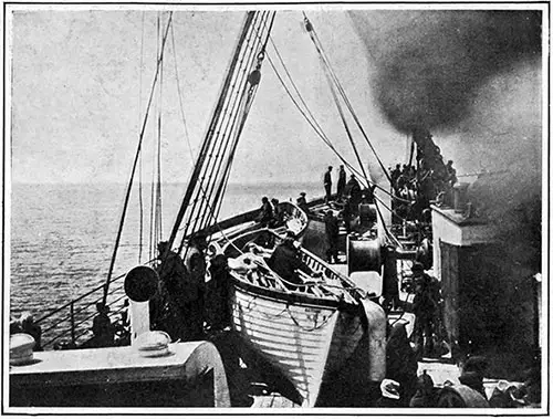 Some of the Titanic’s Lifeboats on the Deck of the Carpathia