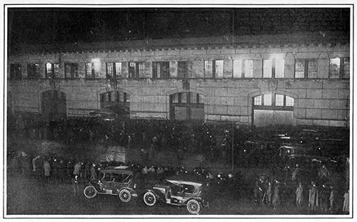 The Scene at the Cunard Line Pier, New York, as the Carpathia Was Docking.