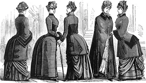 Plate 6: Visiting Costume of Woolen Ottoman, Long Coat, Close-Fitting Paletot, Rotonde, Visiting Costume